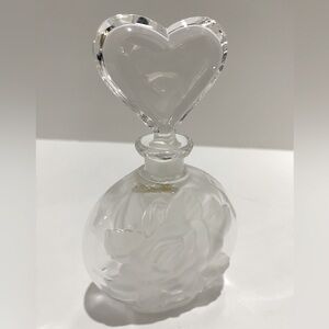 Vintage Lead Crystal Perfume Bottle & Heart Stopper Frosted Rose Western Germany